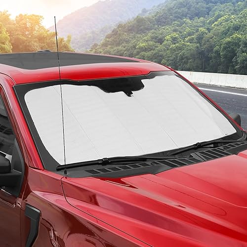 Miniatura 4 de HTHE Parasol plegable para parabrisas Ford F150 2021 2022 con interior negro para Ford F150 2021 Lariat King Ranch Platino XL XLT Limited Raptor