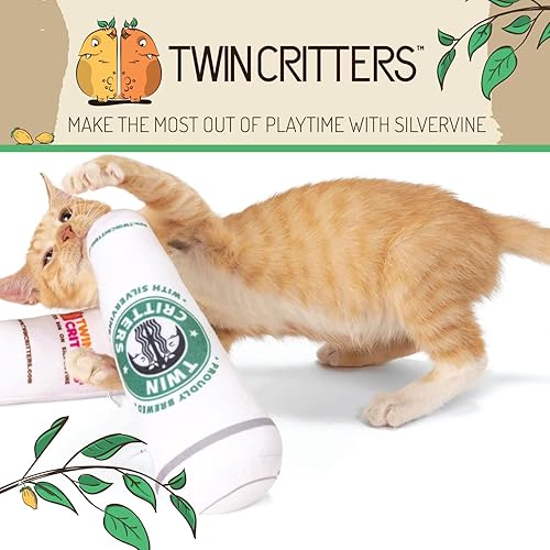 Miniatura 7 de TWINCRITTERS KittiBuzz - Paquete de 2 juguetes sustitutivos de hierba gatera orgánica Silvervine para gatos y gatitos  100% natural cosechada en la