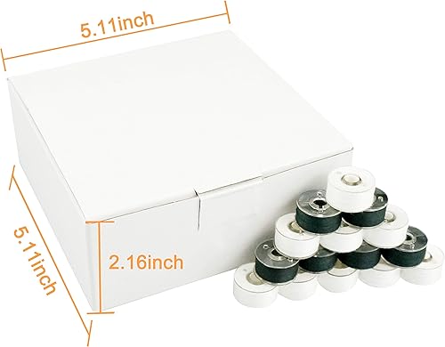 Miniatura 2 de New brothread 144 piezas (96 blanco + 48 negro) 60S2 (90 WT) hilo de bobina preenrollado de plástico tamaño A SA156 para bordar y máquina de coser