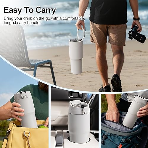 Miniatura 6 de Kawu Licuadora portátil, vaso de licuadora personal inalámbrica interior de acero inoxidable 316, grado alimenticio, batidora deportiva eléctrica de