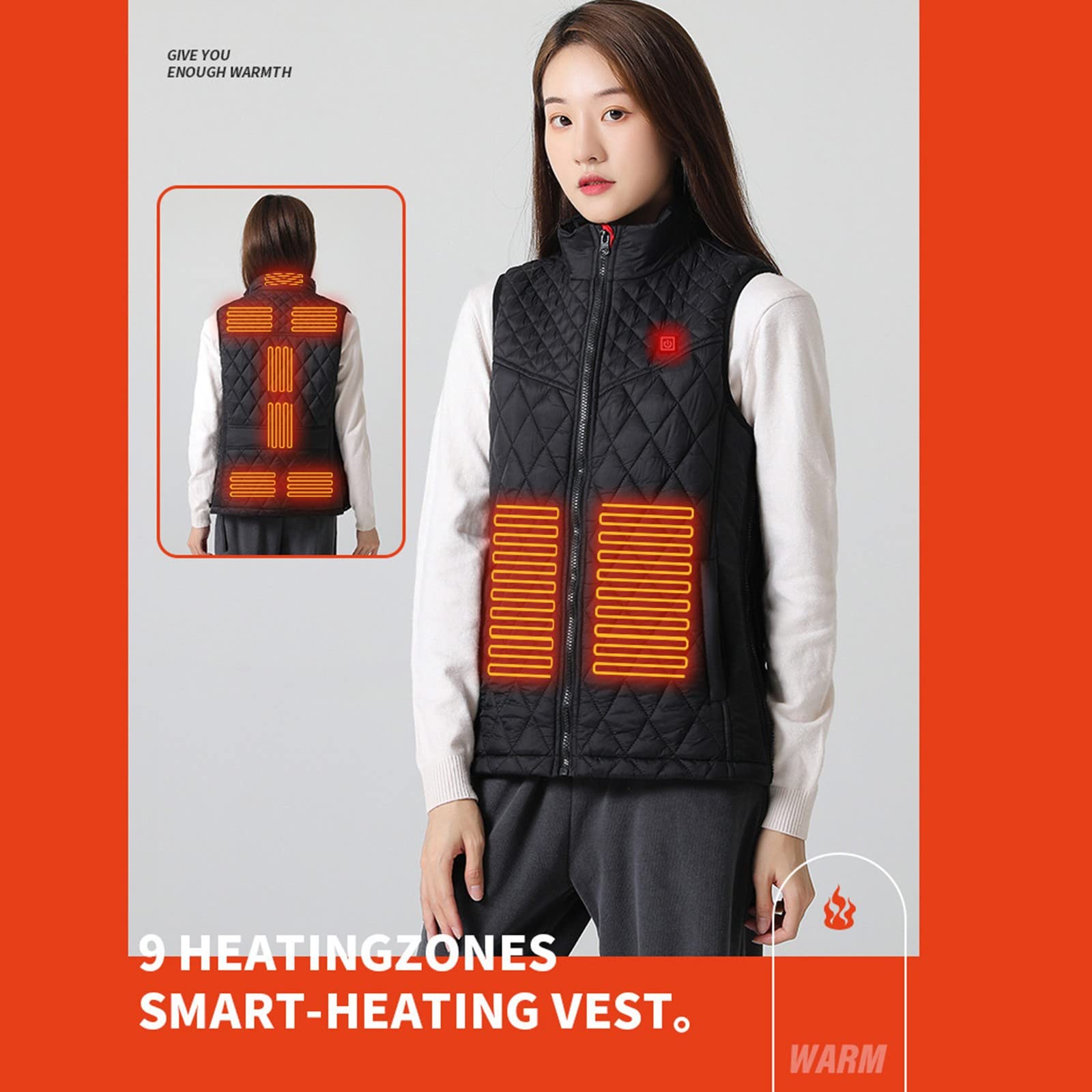 Chaqueta Mujer Invierno Chaleco Térmico Inteligente para Mujer con Calefacción USB Nueve Algodón Prenda Femenina Cálida