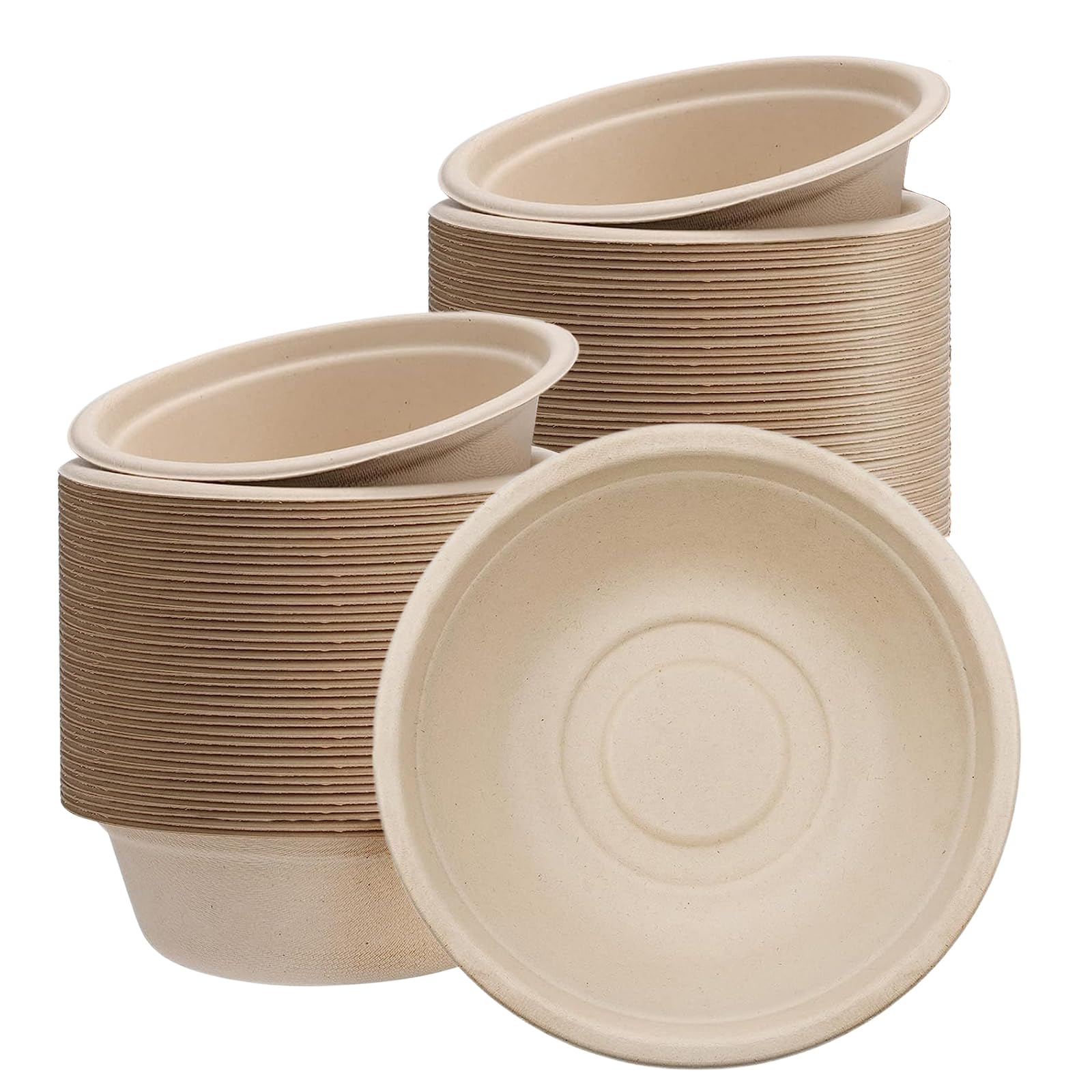 YAAVAAW Disposable Brown 17oz/480ml Bagasse Compostable Bowls, 100Pcs Eco-Friendly Biodegradable Party Bowls