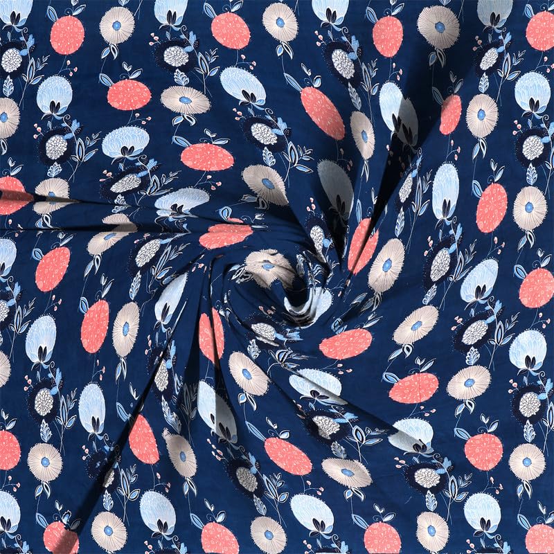 Image of la'amour Cotton Elastic Fitted Bedsheets with 2 King Size Pillow Covers Double Bed with All Around Elastic Supersoft Size - 72 King Sizex78+10 inches Color - Dark Blue