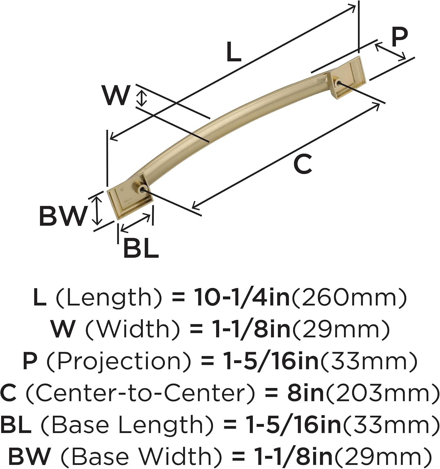 Amerock | Appliance Pull | Golden Champagne | 8 inch (203 mm) Center to Center | Candler | 1 Pack | Drawer Pull | Drawer Handle | Cabinet Hardware