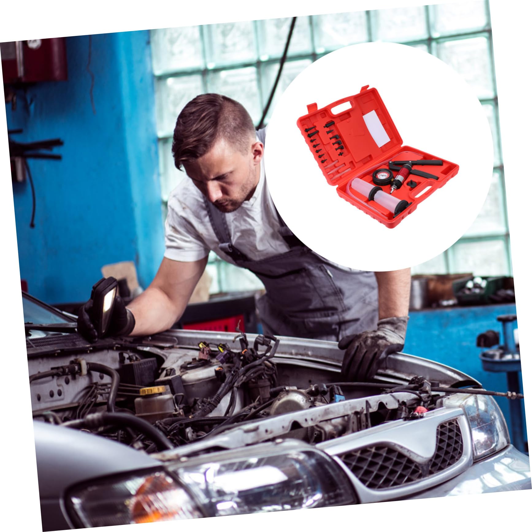 TOPBATHY Bomba de Líquido de Frenos Manual para Coche Purgador de Líquido de Frenos Comprobador de Presión de Vacío Herramienta para Purgar el Sistema de Taller