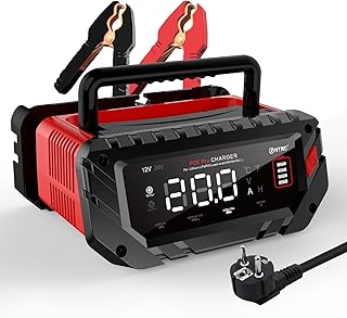 Haisito Schnelleres ladegerät für handbetrieb12 V 24 V, 20A Car Battery Charger Smart Rapid Battery Charger, Car Motorcycle Trickle Charger for Li-Iron Phosphate Batteries AGM, Gel, MF, EFB, SLA, VRLA