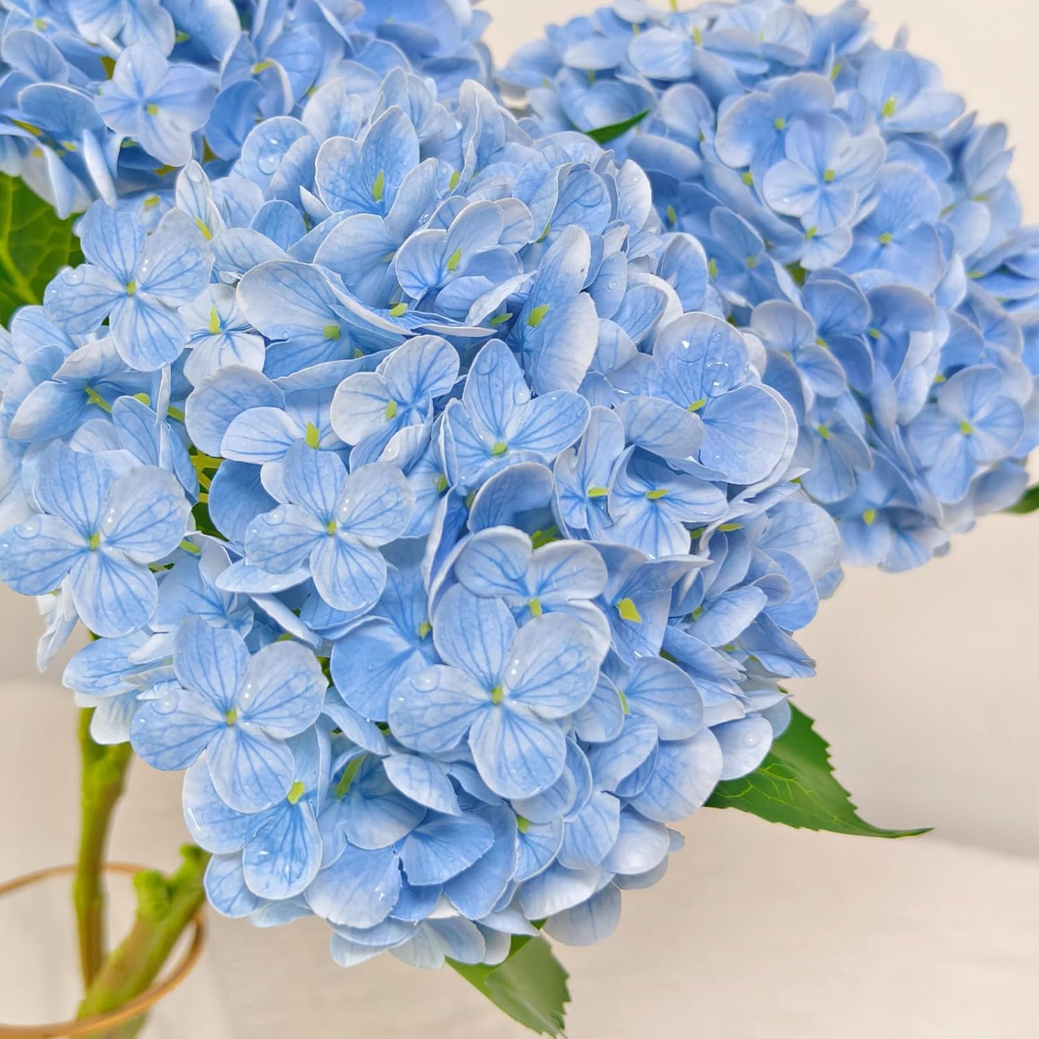 Real Touch Blue Hydrangea Artificial Flowers with Stems, Fake Silk Flowers for Outdoors, 3 Pcs Artificial Flowers for Home Decor Wedding Bouquets Centerpieces Vase - Image 2