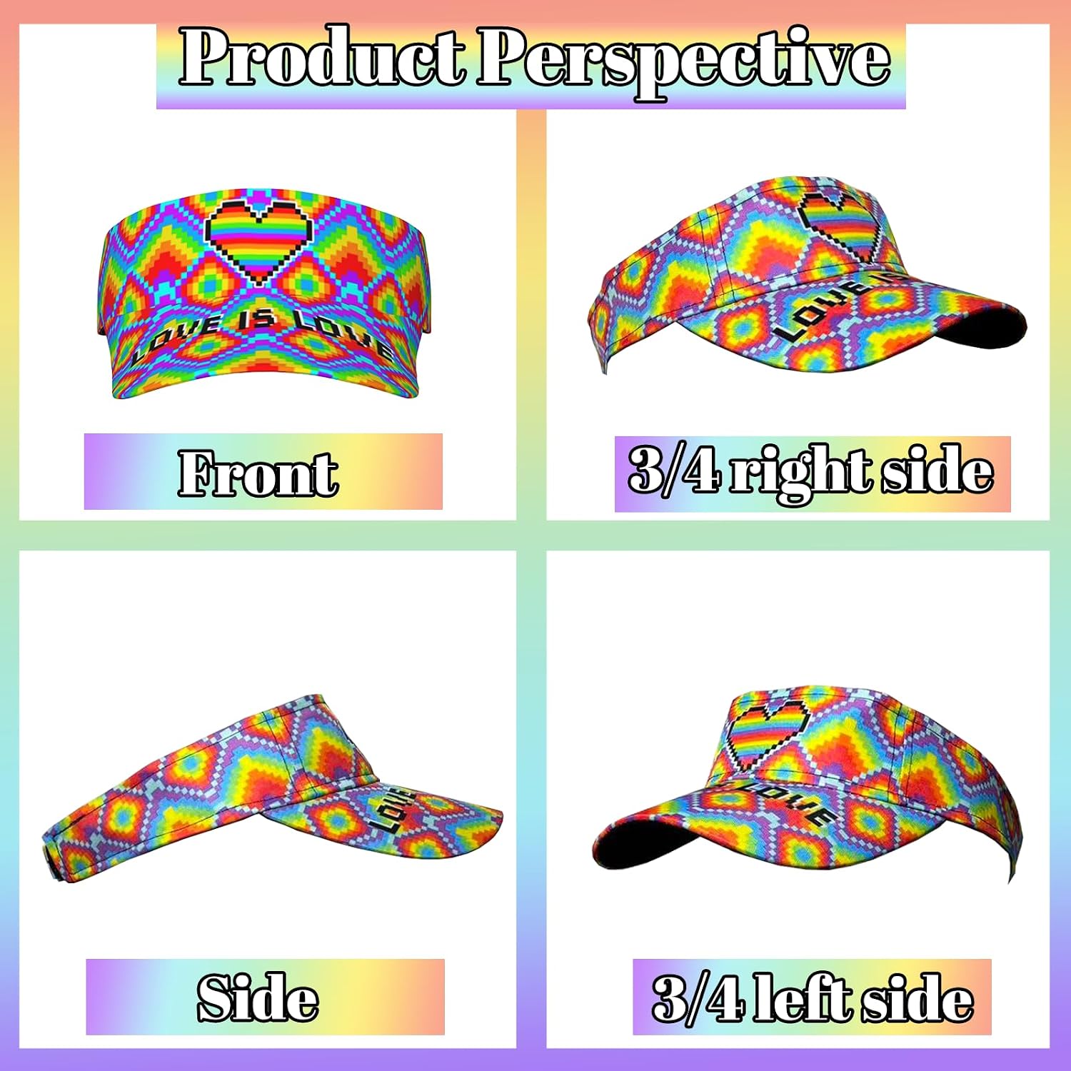 Rainbow Pride Sport Sun Visor Hat Adjustable LGBT Hats Summer Empty Cap Gay Visor Caps for Women Men