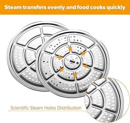 Miniatura 7 de Casart - Olla de vapor de acero inoxidable de 6 cuartos de galón con 2 septos de vapor y tapa de vidrio templado, temperatura ajustable en gas,