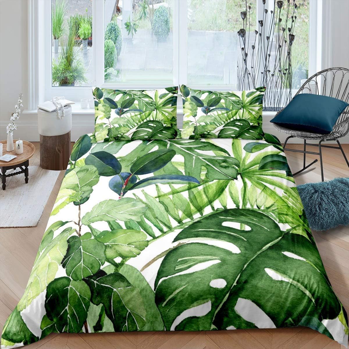 Housses de couettes microfibre Feuilles de Plantes pour stopper la couette qui glisse
