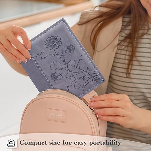 Miniatura 6 de Artmag Álbum de fotos de 5 x 7 pulgadas, 2 paquetes de páginas transparentes con bolsillos, cubierta de cuero, libro deslizante para álbum de fotos,