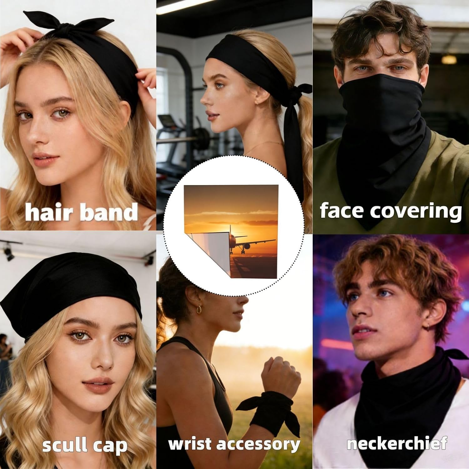Cotton Bandanas 22x22 inches Aircraft Plane at Sunset Square Scarfs for Men Women Novelty Headband Handkerchiefs