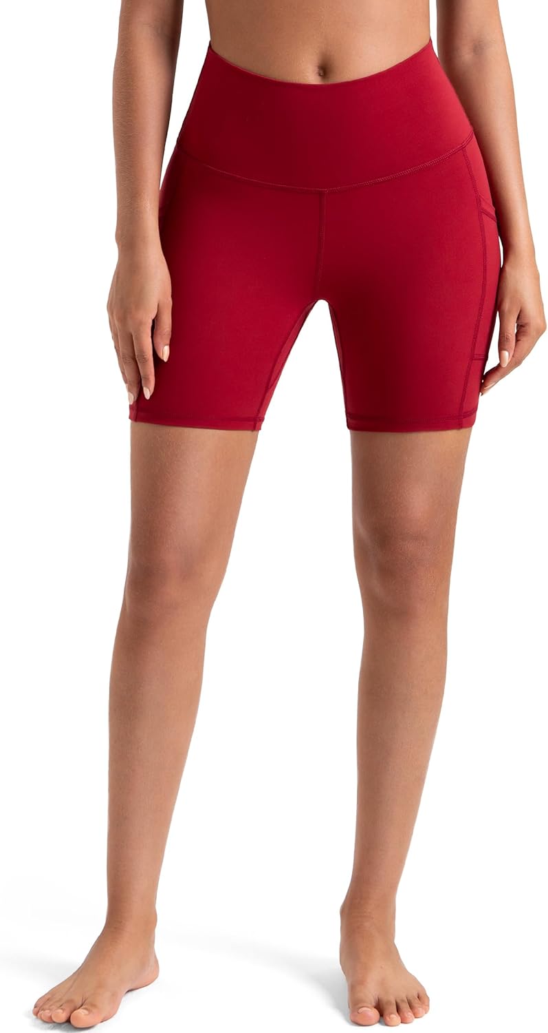Colorfulkoala Women's High Waisted Biker Shorts with Pockets 6" Inseam Yoga Tummy Control Short