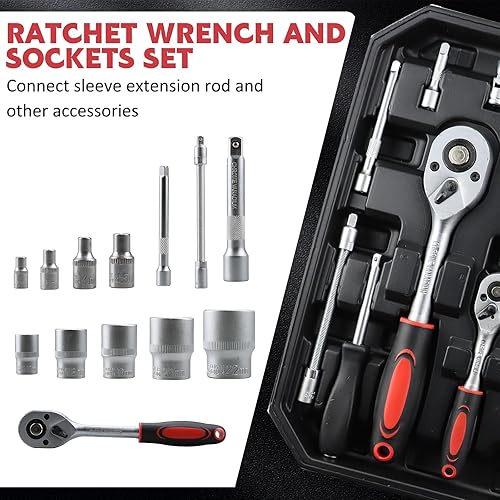 Miniatura 2 de Juego de 899 cajas de herramientas de aluminio con ruedas y 4 cajones para reparaciones domésticas, mantenimiento automático, construcción, jardín