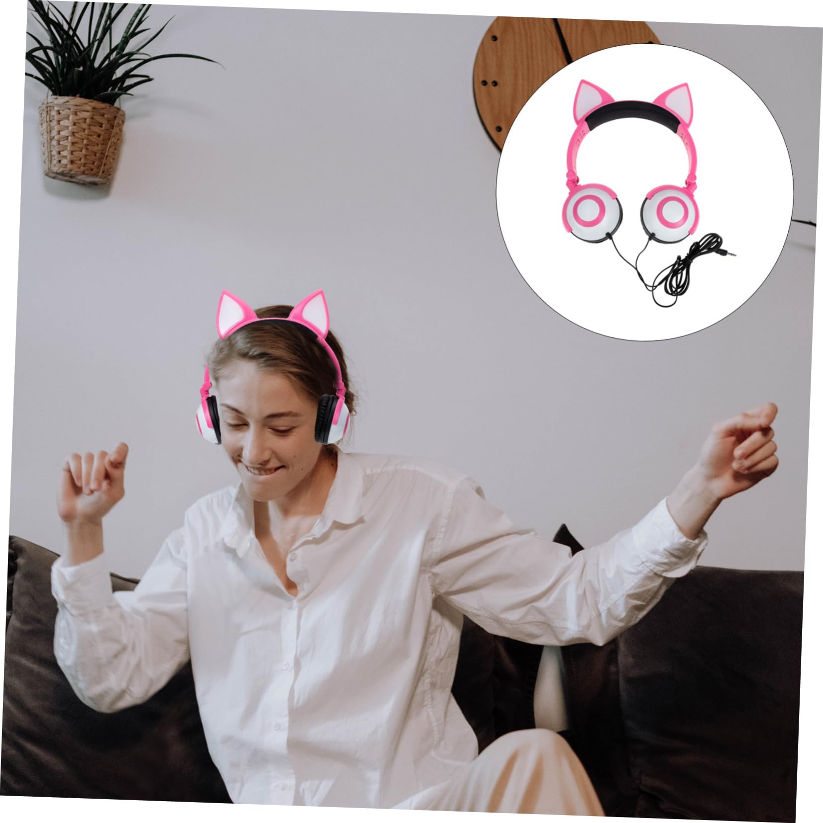 SHINEOFI Auricolari per Bambini Orecchie da Gatto, Jack 3, 5mm Rosa