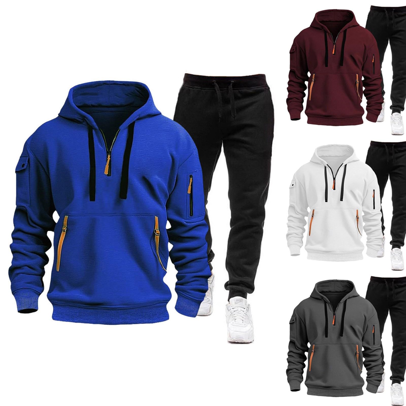 Generico Tuta Uomo con Lettere Stampa Set Sportivo Y2K Tute da Jogging Hip Hop Felpe Cappuccio e Pantaloni Top Larghi Sportivi Felpa Tracksuit,Tuta Uomo Taglie Forti,Regalo Natale Halloween Capodanno