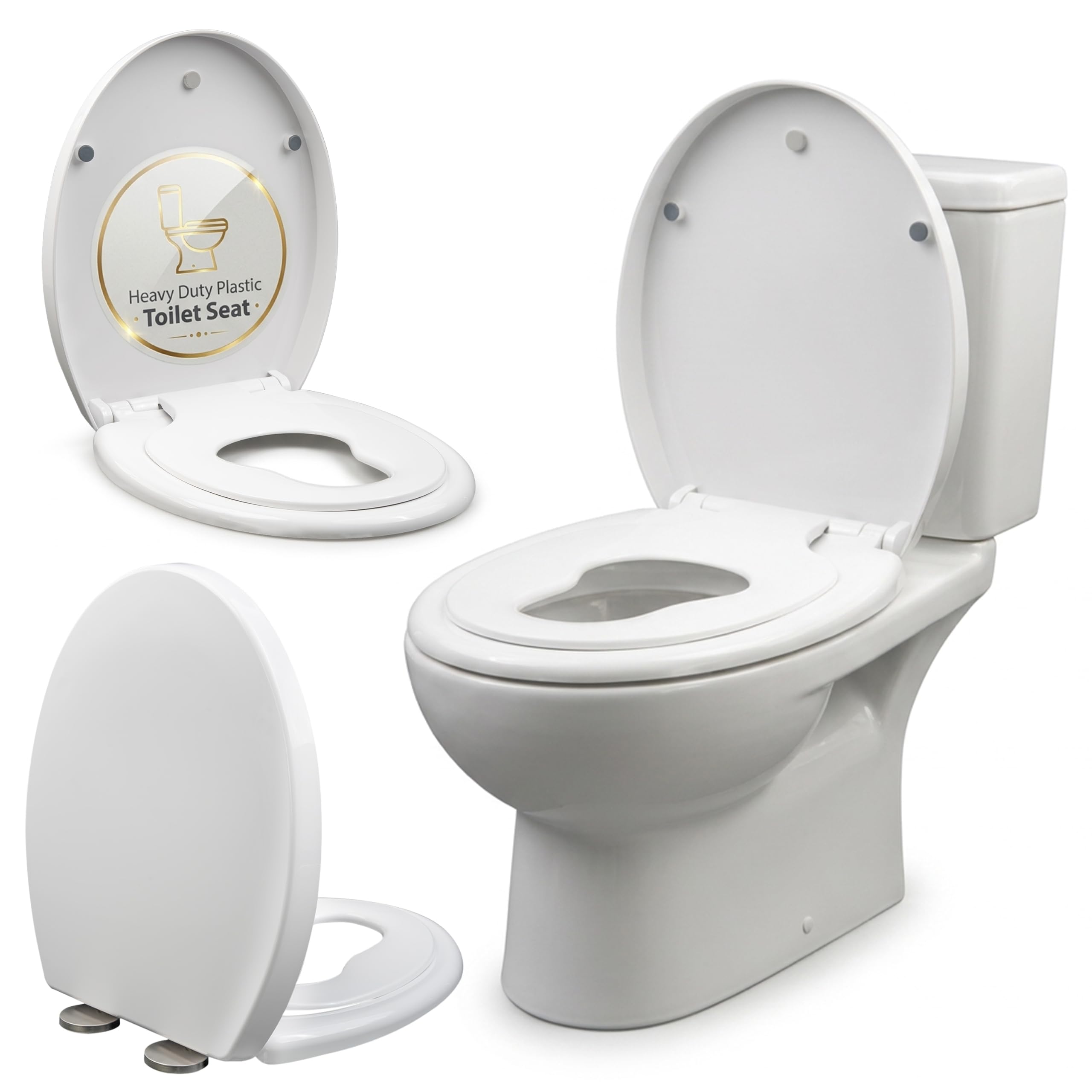 Crystals Familien-Toilettensitz Softclose mit integriertem Kindersitz, O-Form, Weiß