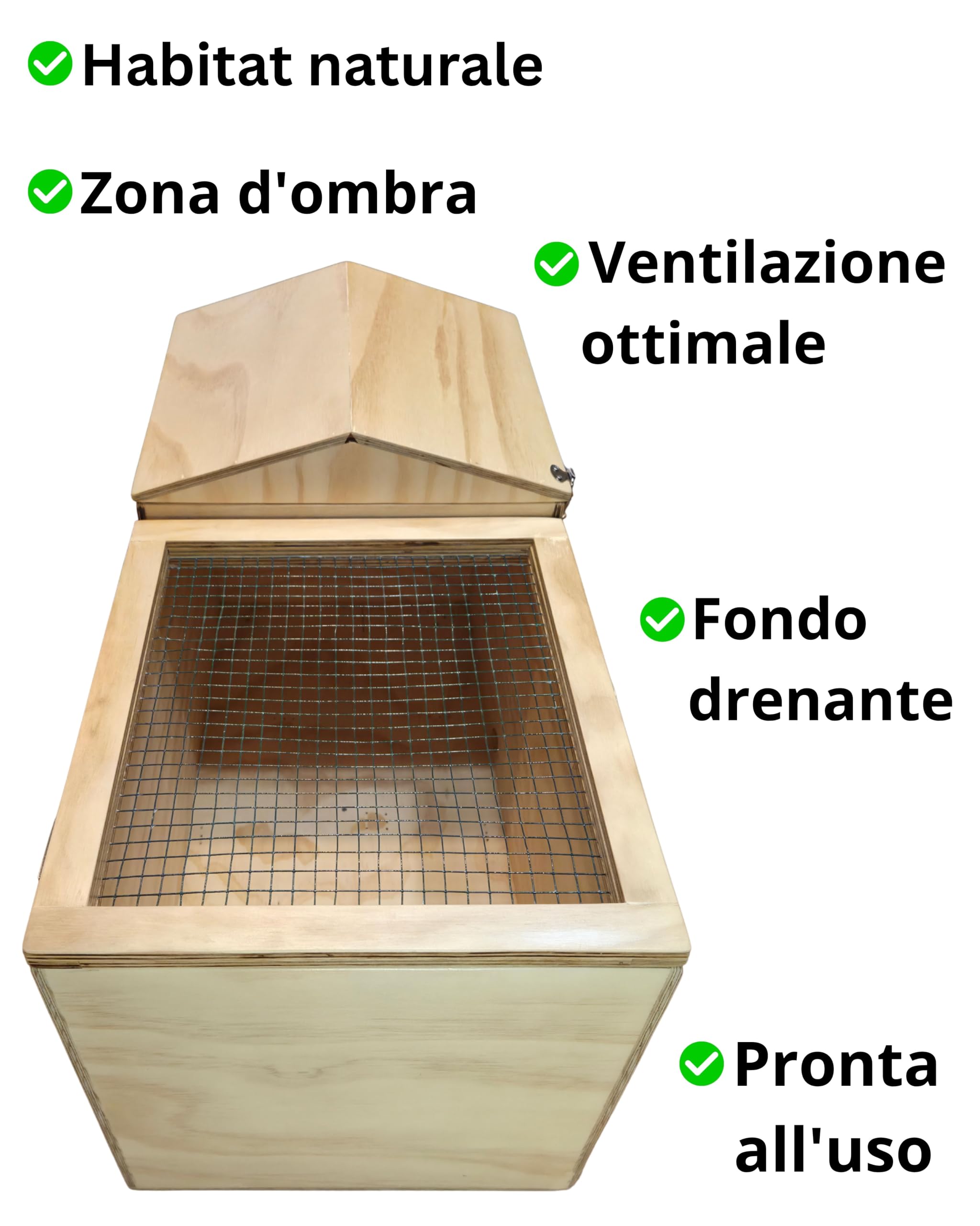 Terrario Tartarughe Terra da Esterno, adatto al Letargo, Casetta per Tartarughe di Terra in Legno d'Abete Fenolico con Vernice Protettiva