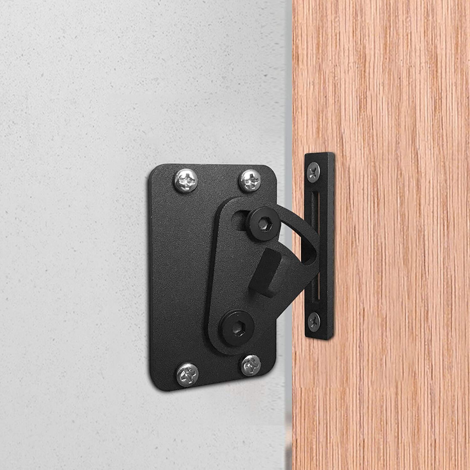 CCJH Sliding Barn Door Lock Gate Lock Pocket Wood Door Latches Black 2