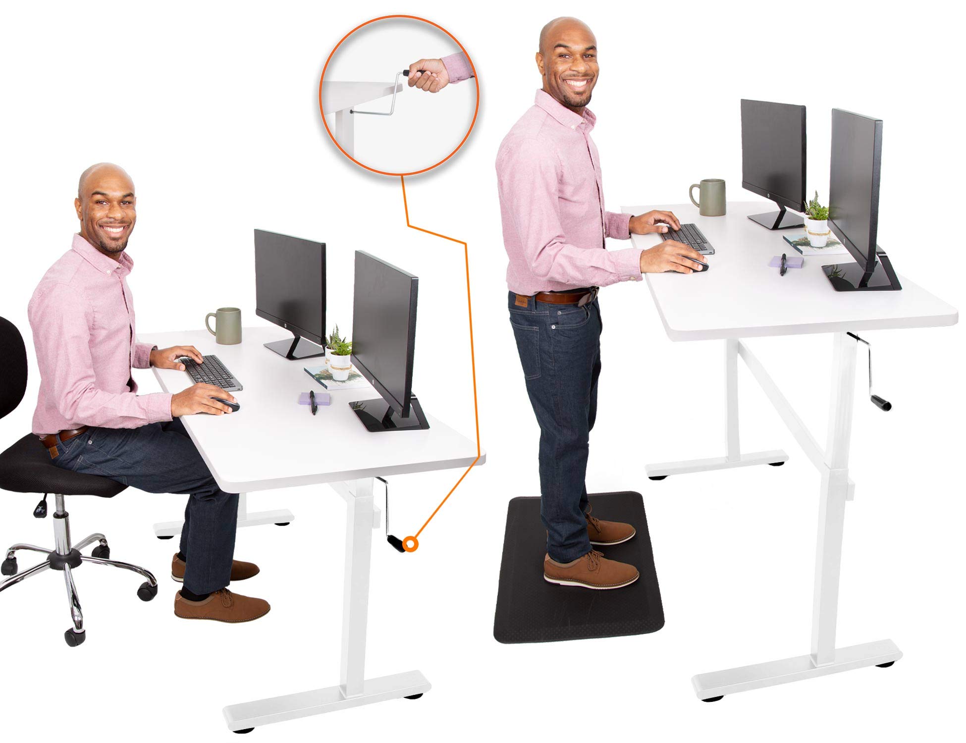 Steady Tranzendesk 55 Inch Standing Desk with Clamp On Shelf Under Drawer Easy