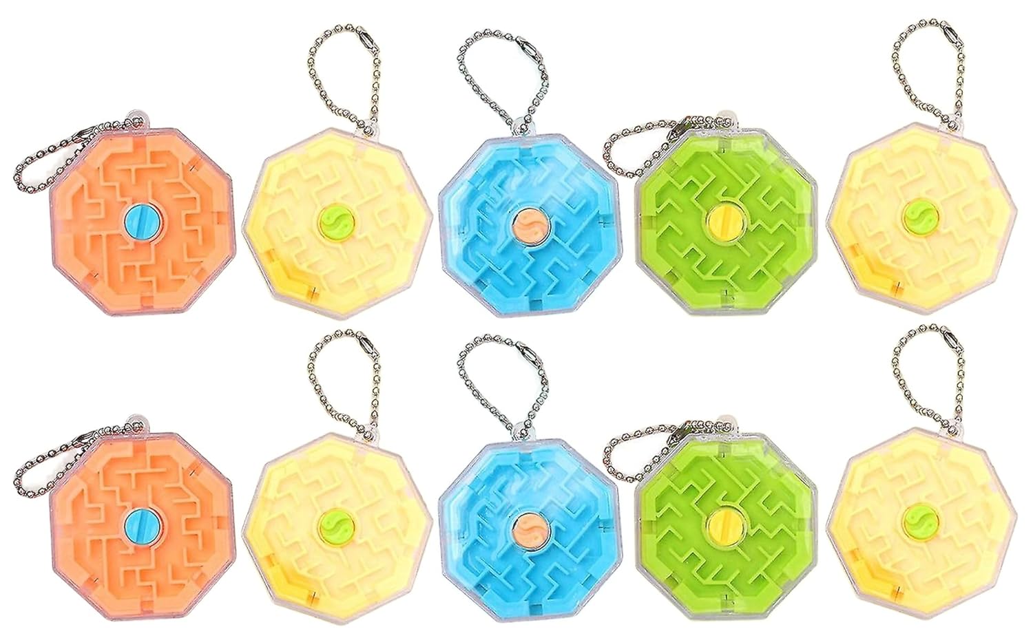 Birthday Popper Maze Puzzle Keyrings |Set of 10 | Key Chains Brain Teasers Game Stress Relief for Boys & Girls Party Favors as Birthday Return Gifts for Kids of All Age Group