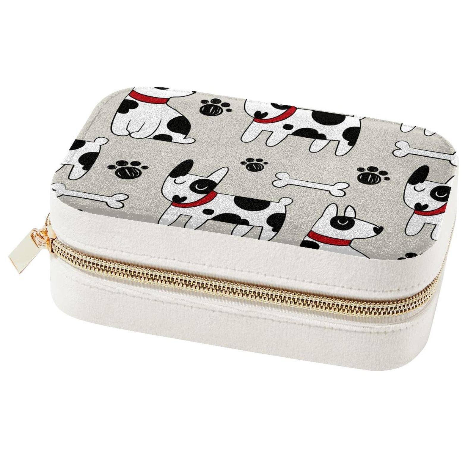 Boîte à bijoux portable chien en PU pour bagues et colliers