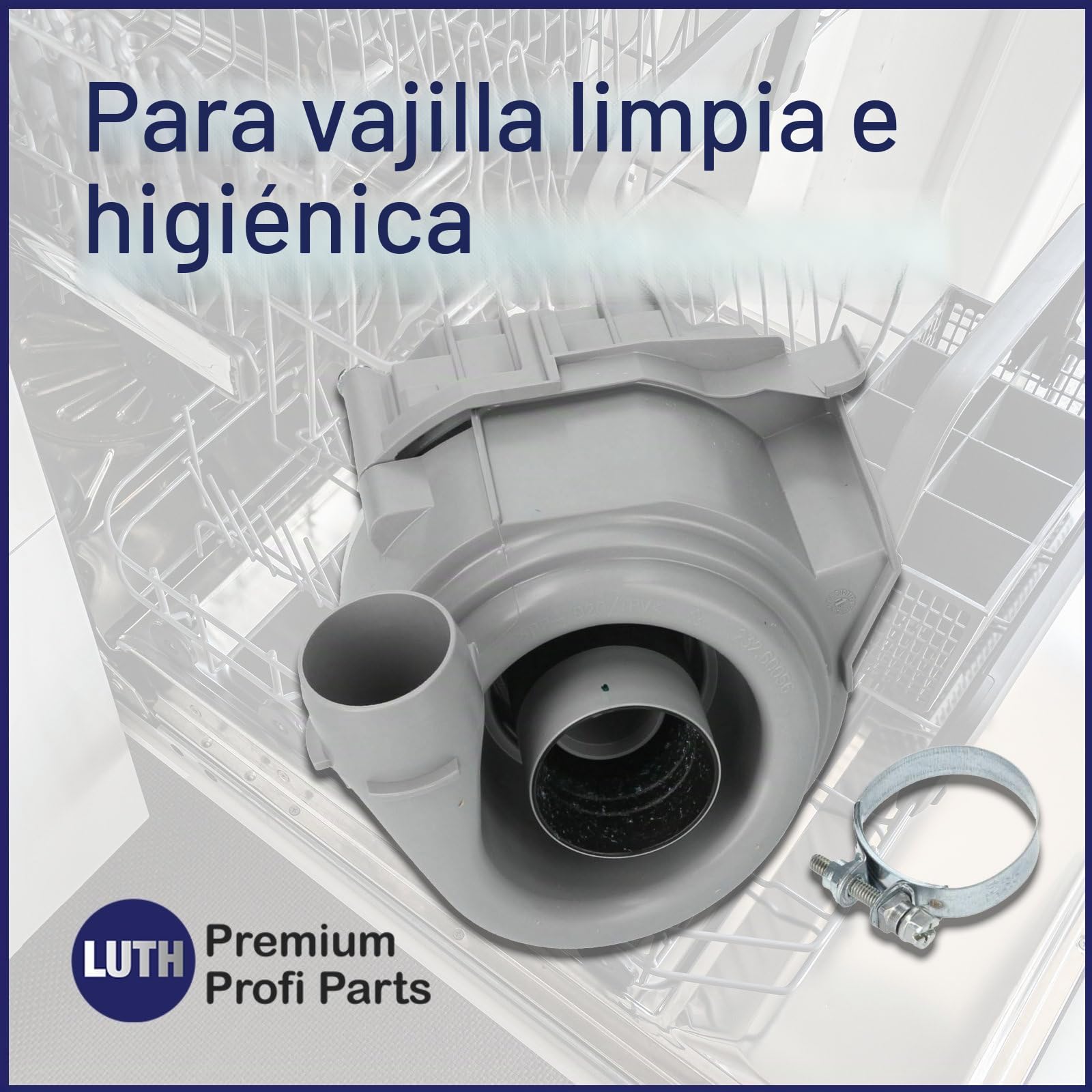 LUTH Premium Profi Parts Bomba de recirculación compatible con Bosch 12014980 1BS3610-6AA iQ100 iQ300 iQ500 iQ700 Serie Extraklasse 2/4/6 para lavavajillas Lavavajillas Gris