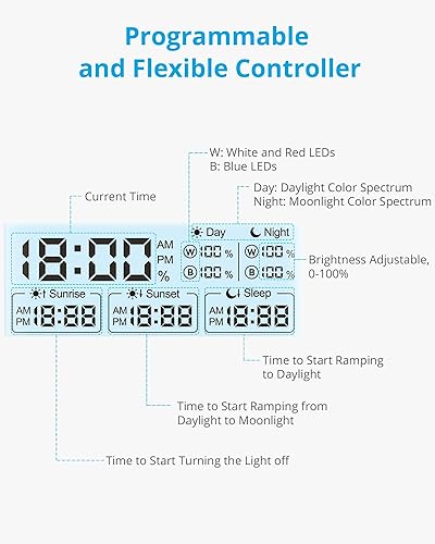 Miniatura 3 de NICREW C10 Plants - Luz LED para acuario, 12-18 pulgadas, 9 vatios, luz de espectro completo con temporizador, ciclo diurno y nocturno, brillo