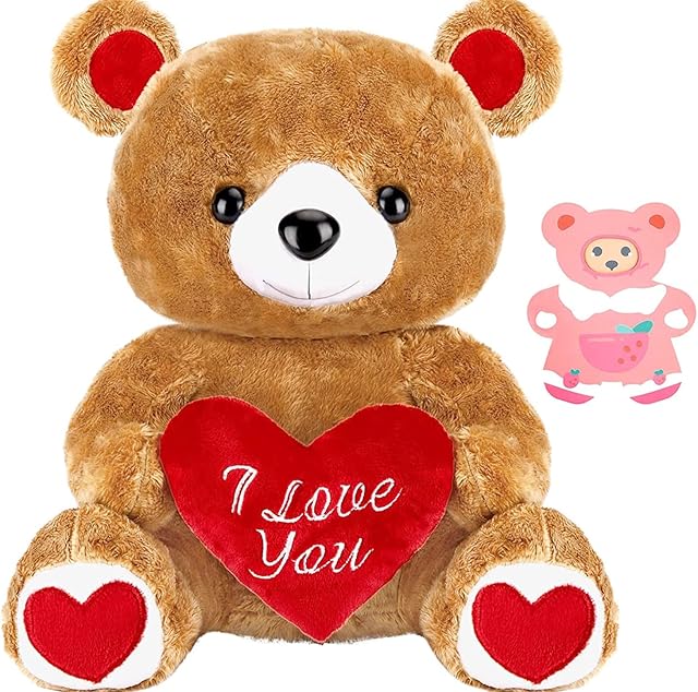 ARANEE Valentine's Day Gift Teddy Bear Toy Stuffed Animal Toy Holding I Love You Heart (Detachable) 20cm Kids Toy