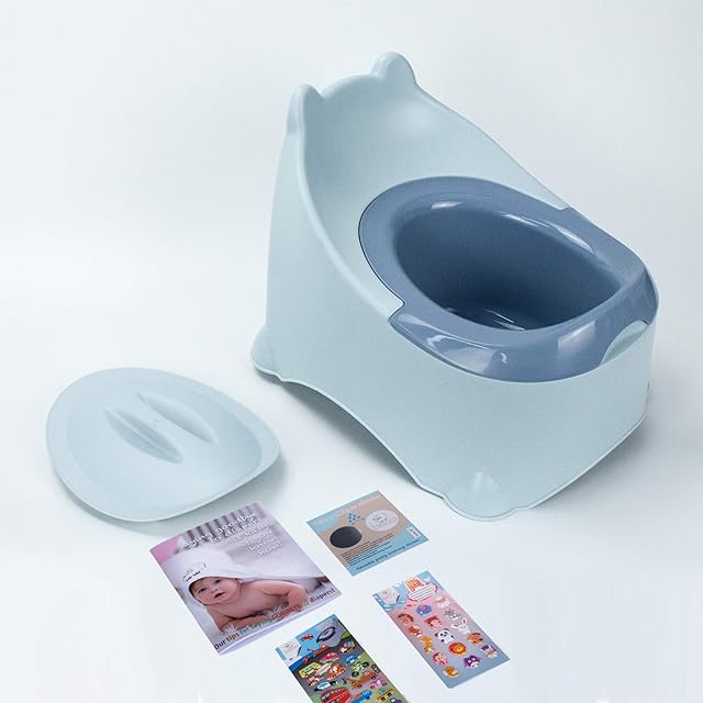 Bisoo Baby Potty + 3 Gifts (1 Magic Sticker + 2 Sets of Stickers + Our Tips) - Toddler Toilet Training Potties for Kids & Childrens - Compact Portable & Easy to Clean - Boys Potty Blue
