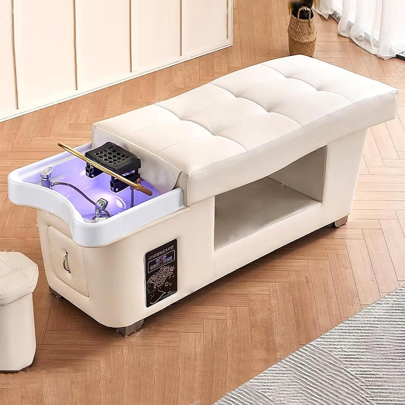 Lavabo de champú portátil con sistema de circulación de agua para lavado de cabello de salón y spa