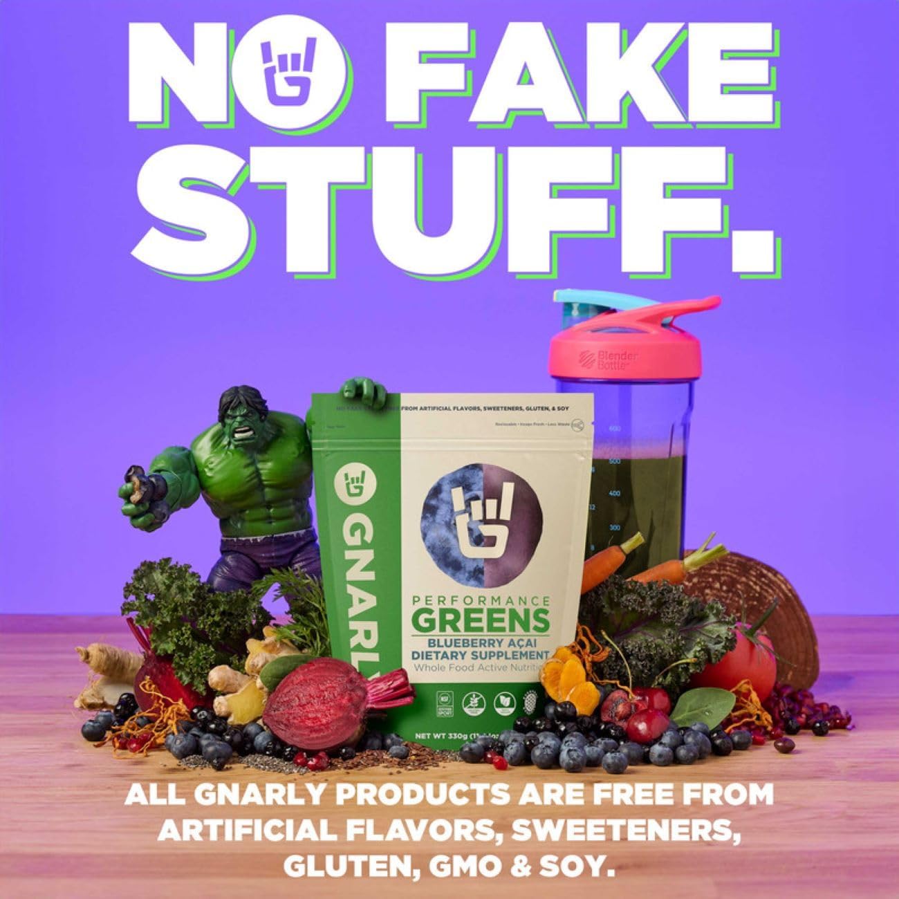 Gnarly Nutrition Greens Superfood Powder – Blueberry Acai Performance Super Greens Powder – NSF Sport Certified – Organic, Probiotics & Essential Micronutrients - Blueberry Acai, 11.64 oz Blueberry Açai Bag (30 Servings) image 9 of 9 B07HQMTB1R