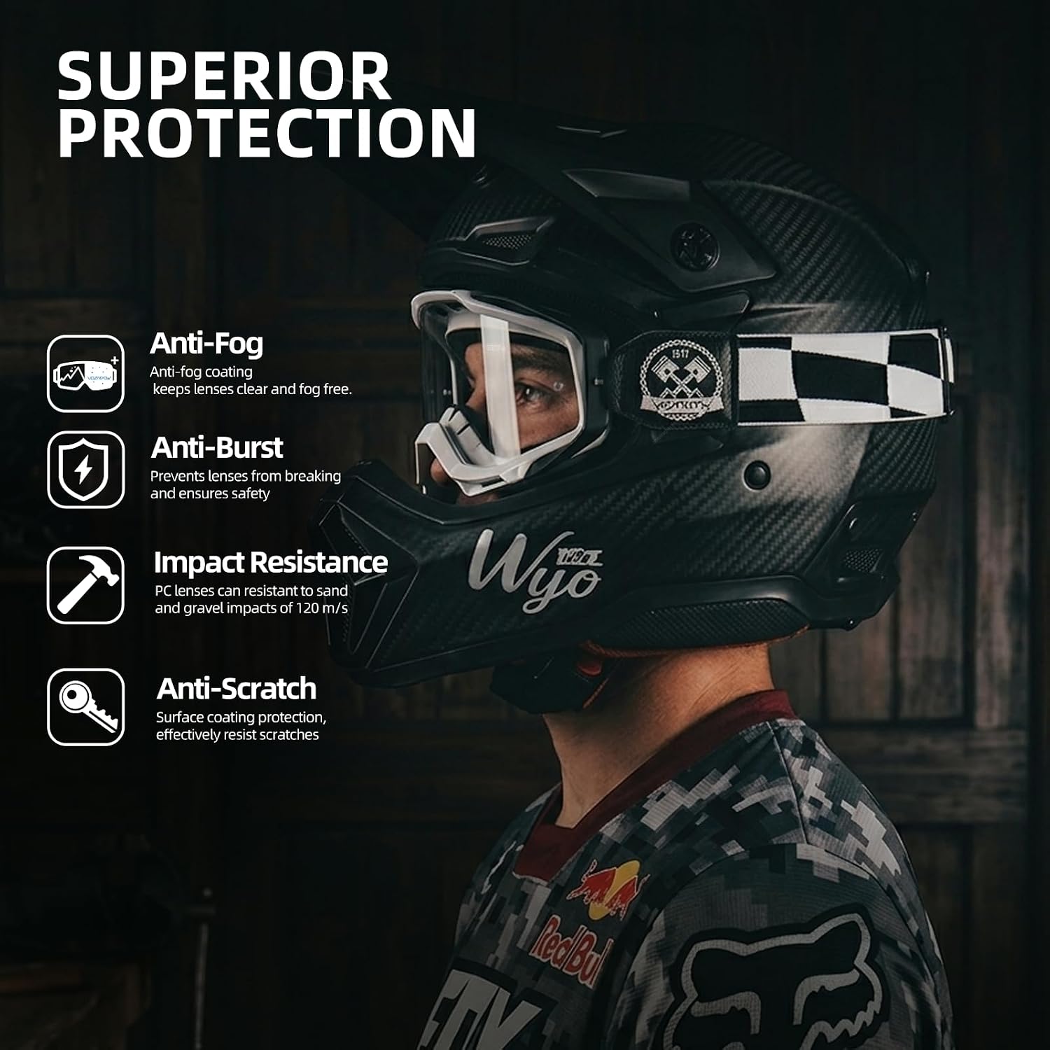 Photochromic Dirt Bike Goggles for Men Women, No Double Vision Anti-Fog with HD Lens, OTG & UV Protection