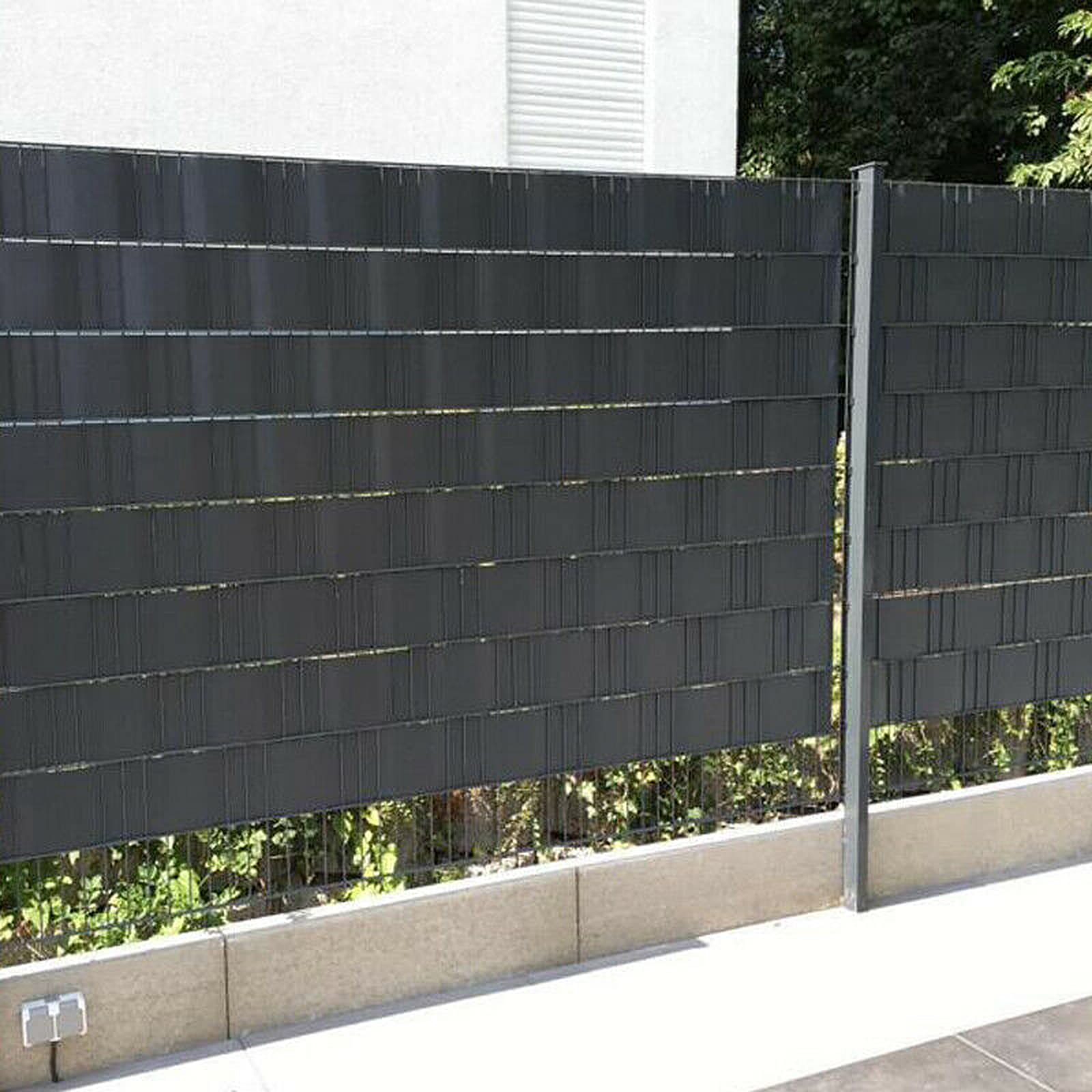 WOLTU GZZ1187an Zichtwerende Stroken 450g/m2 PVC Dubbelstaafmattenhek Zichtwering Tuin Balkon Incl 25 Stuks Klemmenclips Antraciet 19cm X 35 M