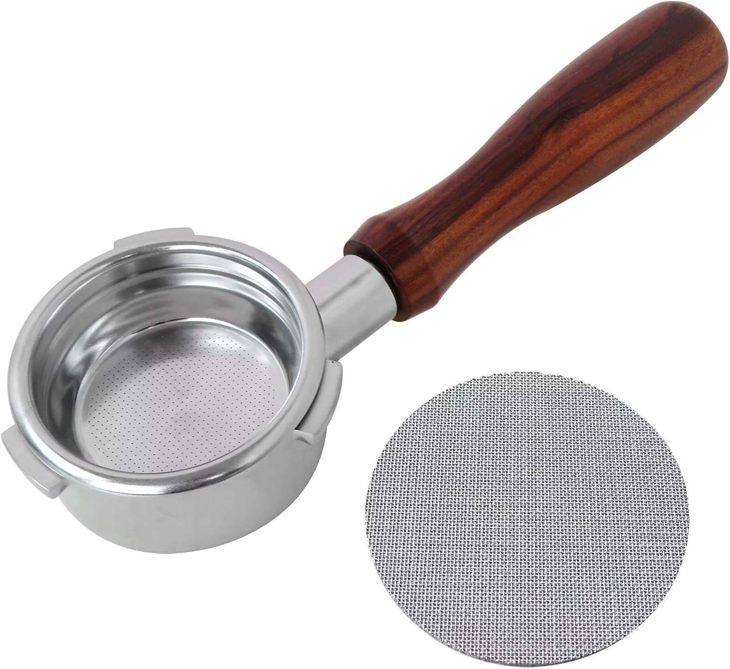 58mm Bottomless Portafilter with 3 Ears, Espresso Portafilter with Filter Basket and Puck Screen, Fit for Electactic 20 Bar, for Kismile Espresso Machines with Grinder