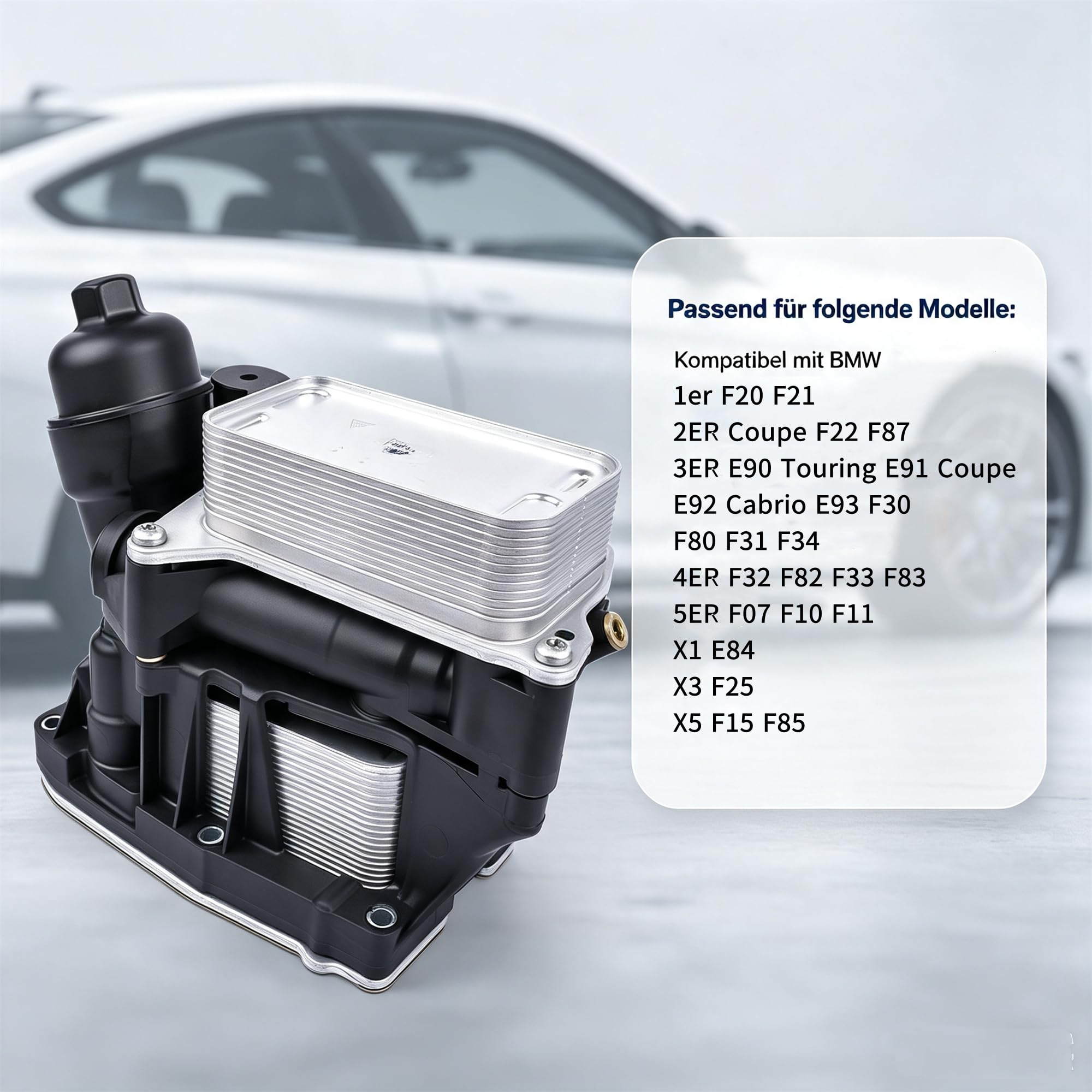 Refroidisseur d'huile à moteur Compatible avec 1 2 3 4 5 Series X1 X3 X5 E84 F15 F25 11428507697 Hopzty