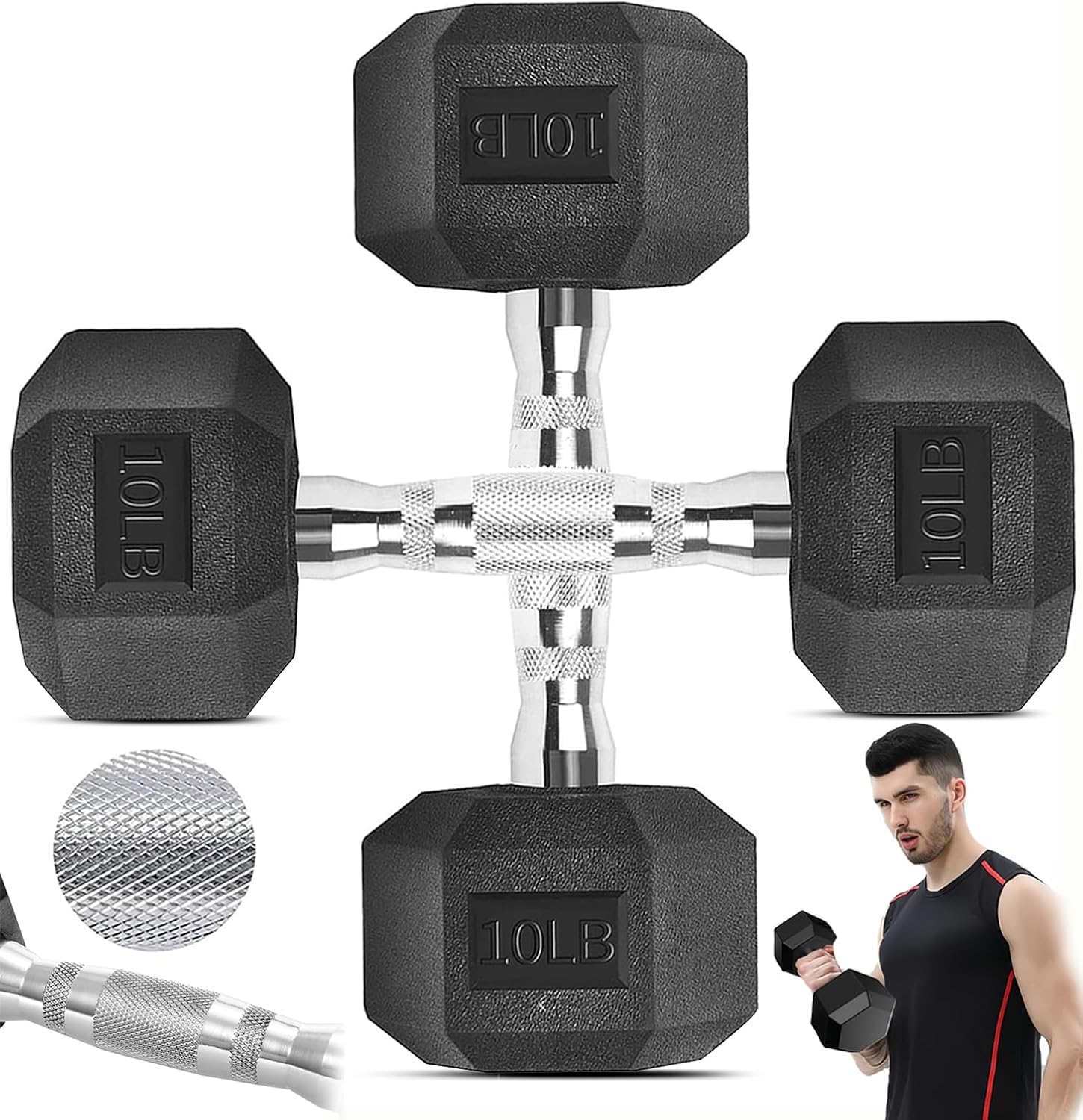 Mancuernas 10 Lb Mancuernas Hexagonal De Gimnasio Para Hombre