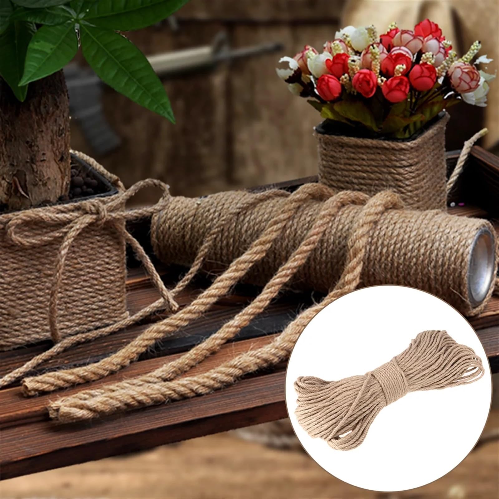 Corda di iuta 100 metri di spago naturale, corda iuta, stringa etichetta, accessorio fatto a mano, fai da te, ornamento giardinaggio