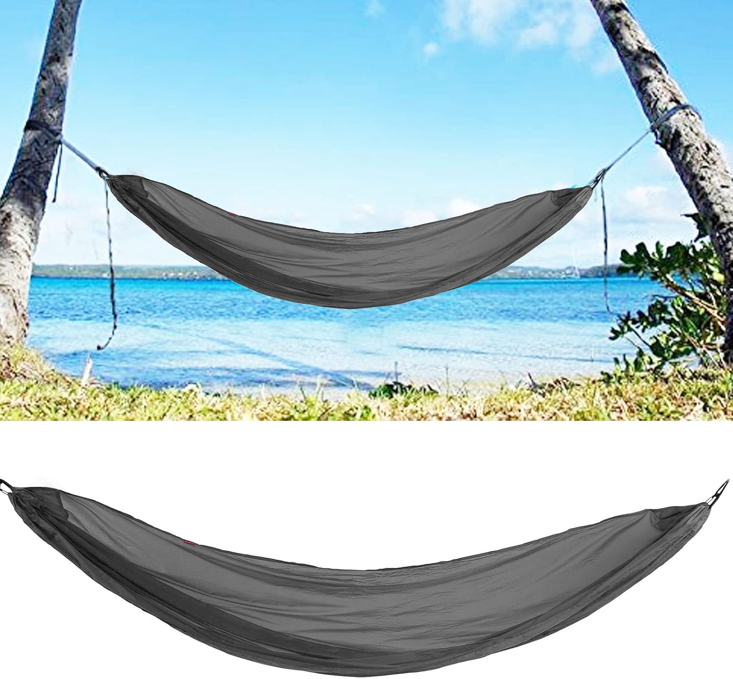 Pilipane Hammock, Camping Hammock, Portable Parachute Hammock with Storage Bag and snap Hook for Outdoor Activities(Grey)