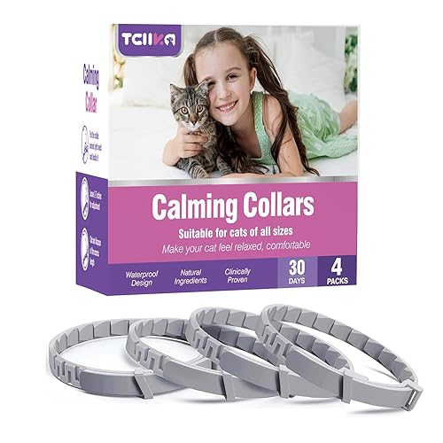 Collar calmante para gatos, paquete de 4 collares calmantes para gatos, alivio de la ansiedad, collar de feromonas para gatos, collar cómodo para