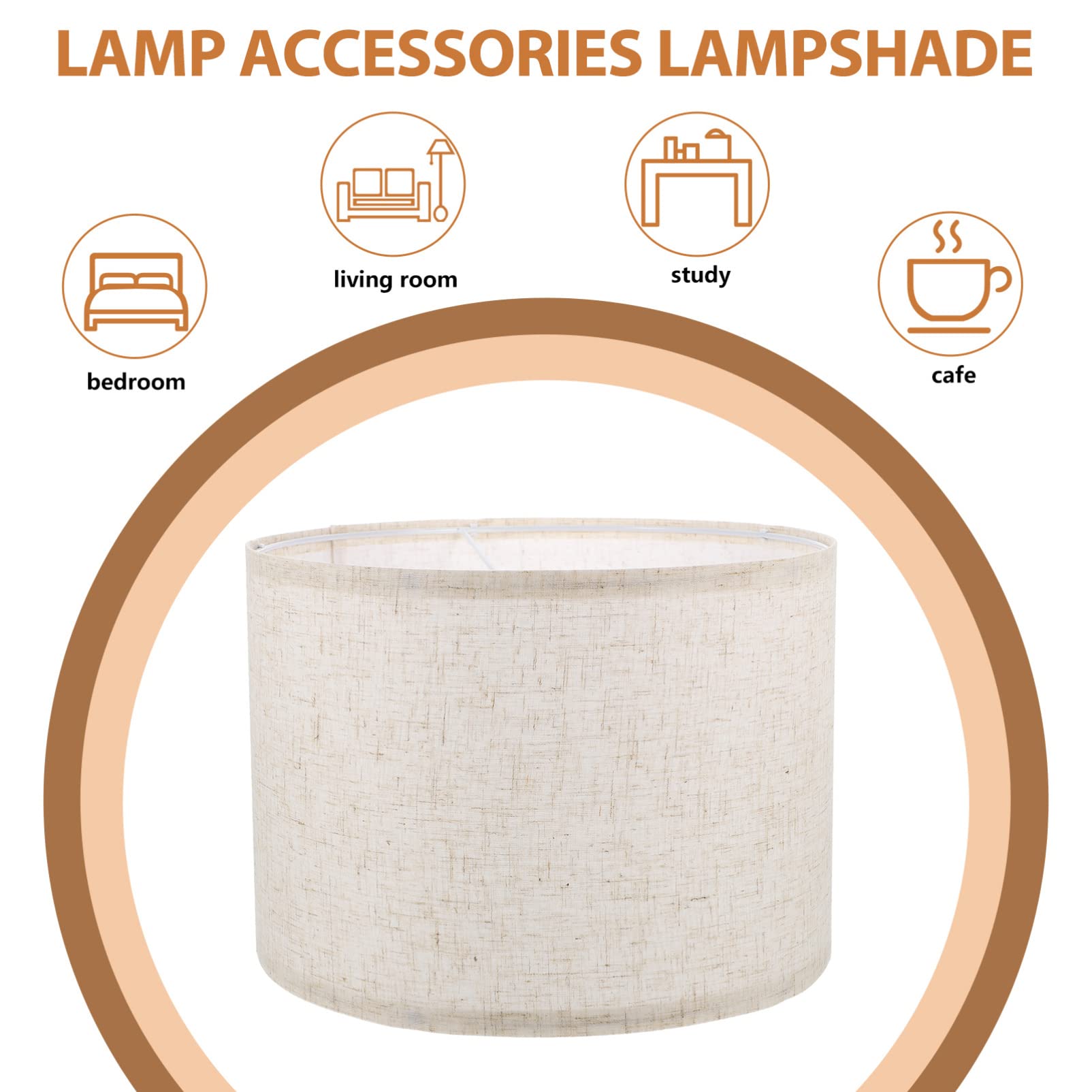 SUPVOX Fabric Lampshade 8 Inch Linen Drum Light Shade for Ceiling and Table Lamps Indoor Home Lighting Accessory - Image 2