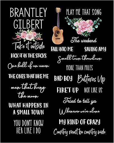 Miniatura 1 de "Brantley Gilbert"-Song Titles Wall Art Sign -11 x 14" Country Music Poster Print wGuitar Image-Ready to Frame. Rustic Decor for