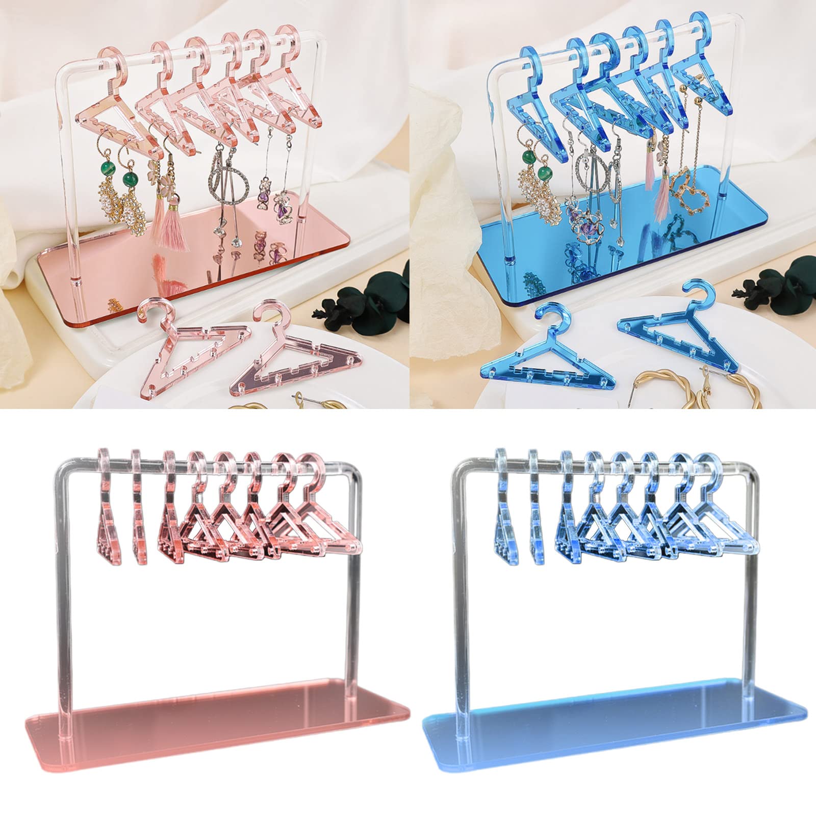 NUOYAQI Coat Hanger Acrylic Earrings Stand Organizer Hanger Shape Tabletop Jewelry Display Holder for Earring Ear Stud Organizer