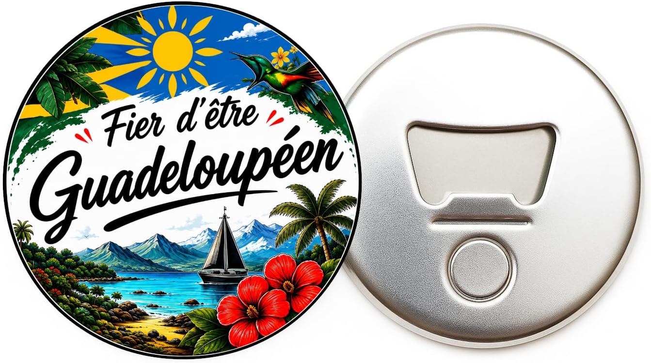 Décapsuleur Magnet Aimanté Fier d'être Guadeloupéen | Cadeau Drapeau Guadeloupe gwada Souv