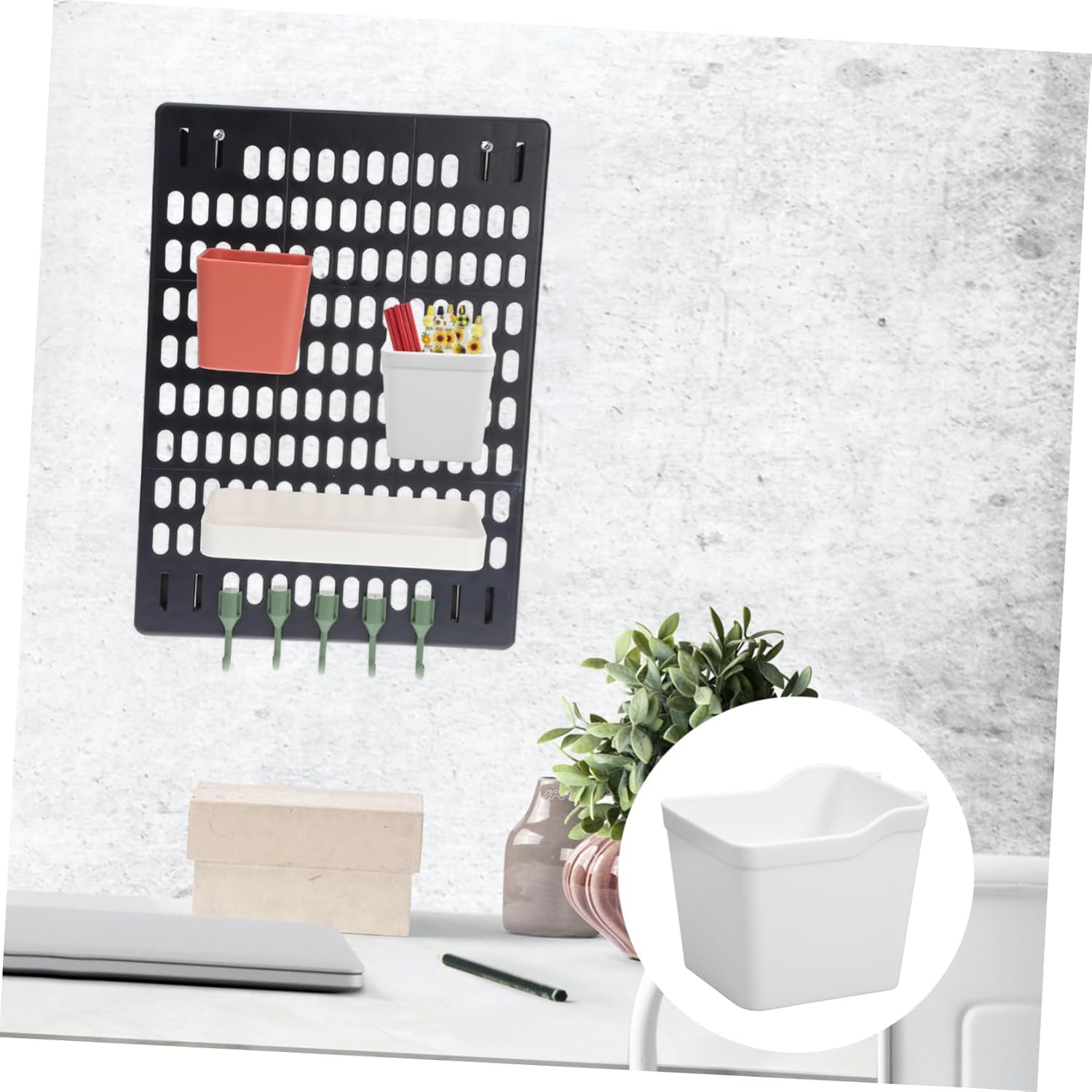 18pcs Pegboard Organizer Accessories Cups Bin Kit White for Garage Office Craft Room Storage