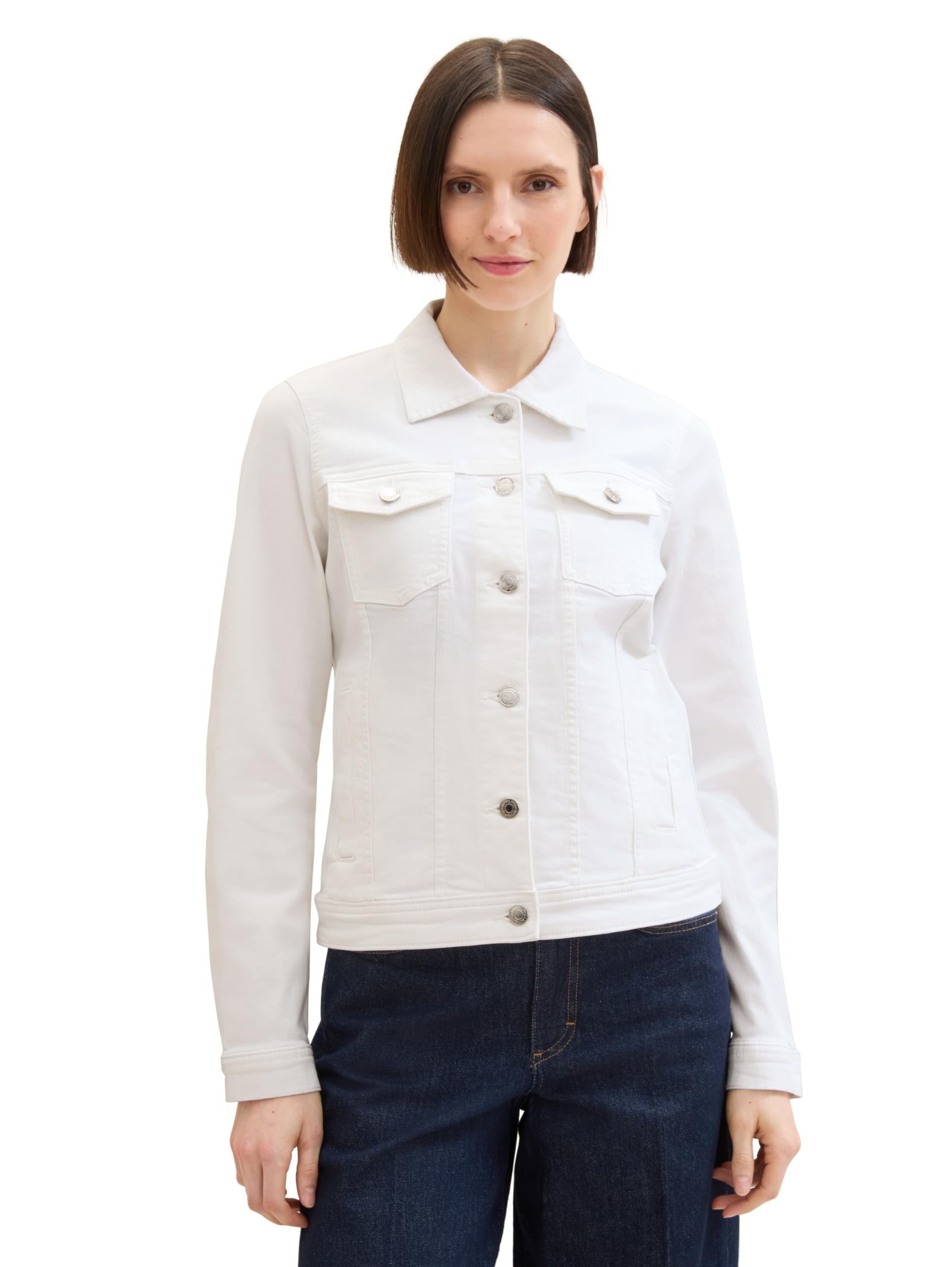 TOM TAILOR Women's Basic Coloured Denim Jacket, 20000 - White, M