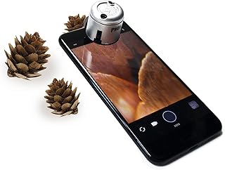 TimeTEX - Handy-Mikroskop | Mikroskop für Smartphone & Tablet mit 30-fach Vergrößerung | Ideal für den Unterricht, auf Exkursionen oder zu Hause | Länge: 6,7 cm (3 cm ø) | Eingebautes LED-Licht