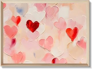 FAEKSUR Framed Valentine's Day Wall Art Prints, Love Hearts Wall Art for Living Room, Rustic Valentine Home Decor for Bedroom, Bathroom, Kitchen, Farmhouse, Office