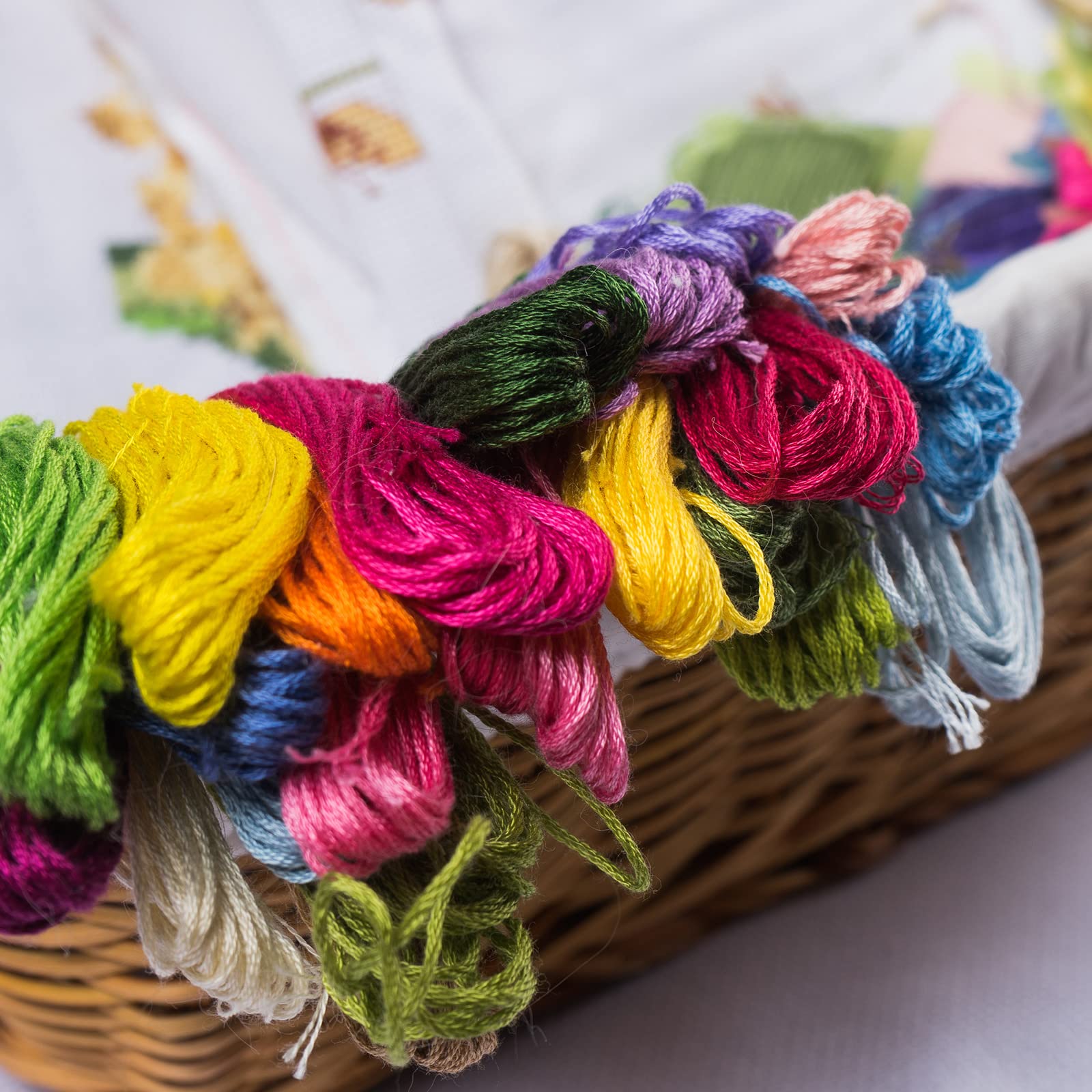 Lot De 50 Écheveaux De Fils À Broder Multicolores Pour Point De Croix