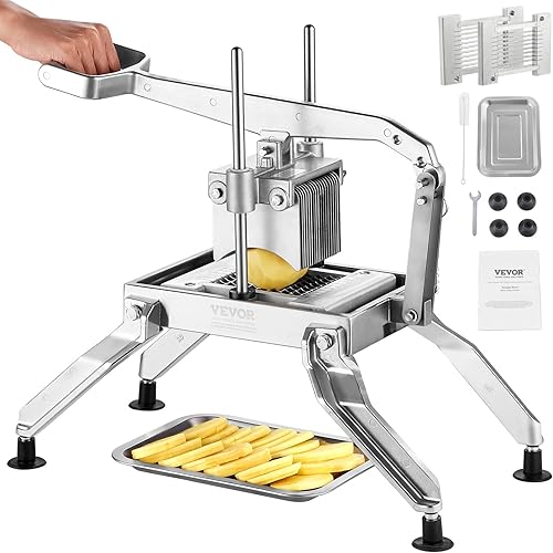 VEVOR Rebanadora comercial de verduras, rebanadora de tomate de 14 y 12 pulgada, cortador de verduras de acero inoxidable y aleación de aluminio,